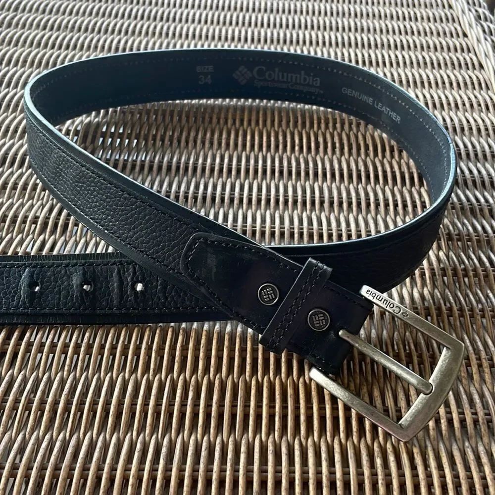 Mens Columbia Black Leather Belt - 34